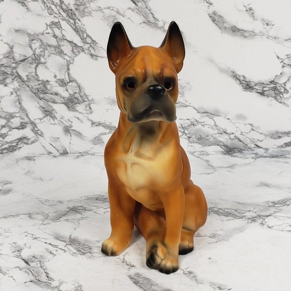Boxer Dog Porcelain Hand Painted Figurine Mid Century - Picture 1 of 9